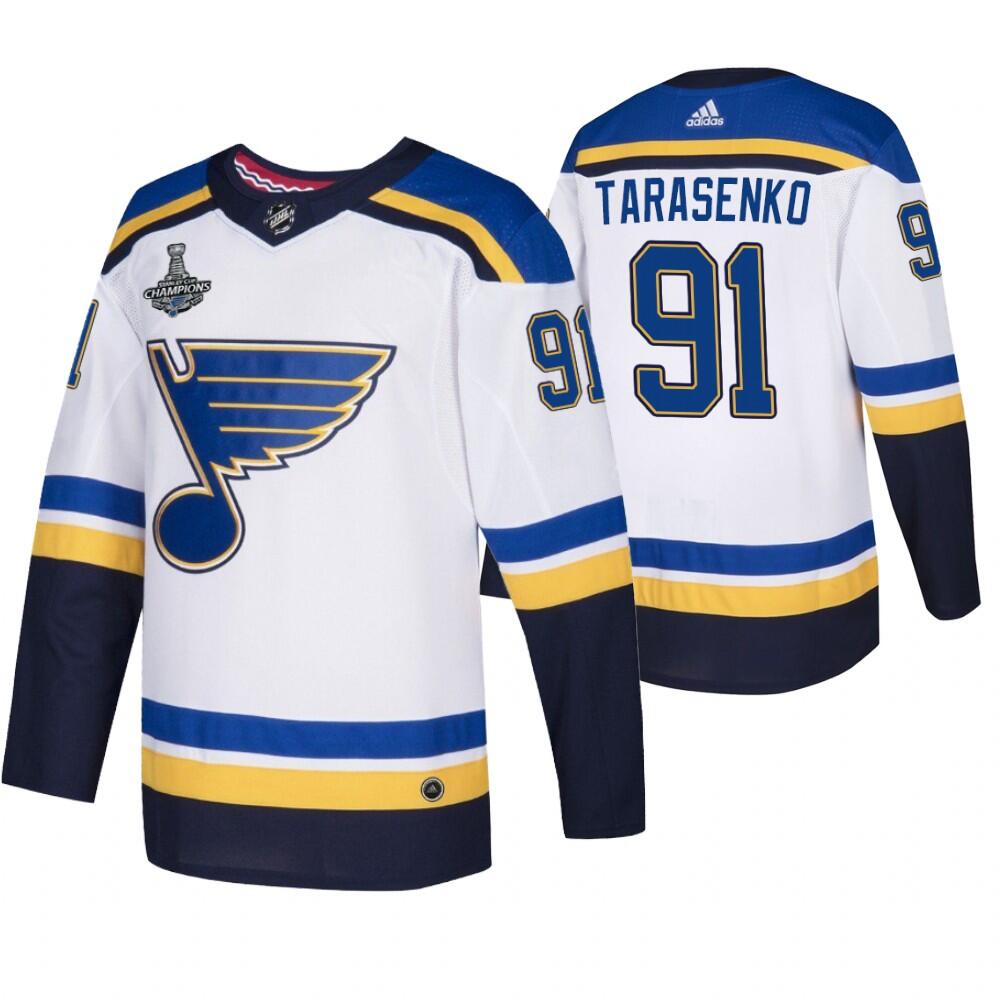Men's St. Louis Blues #91 Vladimir Tarasenko 2019 White Stanley Cup Champions Stitched NHL Jersey
